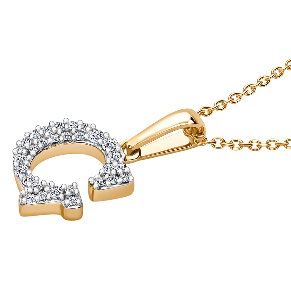 Luxuriant Lab Grown Diamond (VS-EF) Pendant with Chain (Size 18 - 2) in 18K Vermeil Yellow Gold Plating Sterling Silver