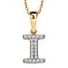 LUXURIANT Lab Grown Diamond Y Initial Pendant with Chain (Size 18 - 2 Ext) in 18K Vermeil Yellow Gold Plating Sterling Silver (VS-EF)