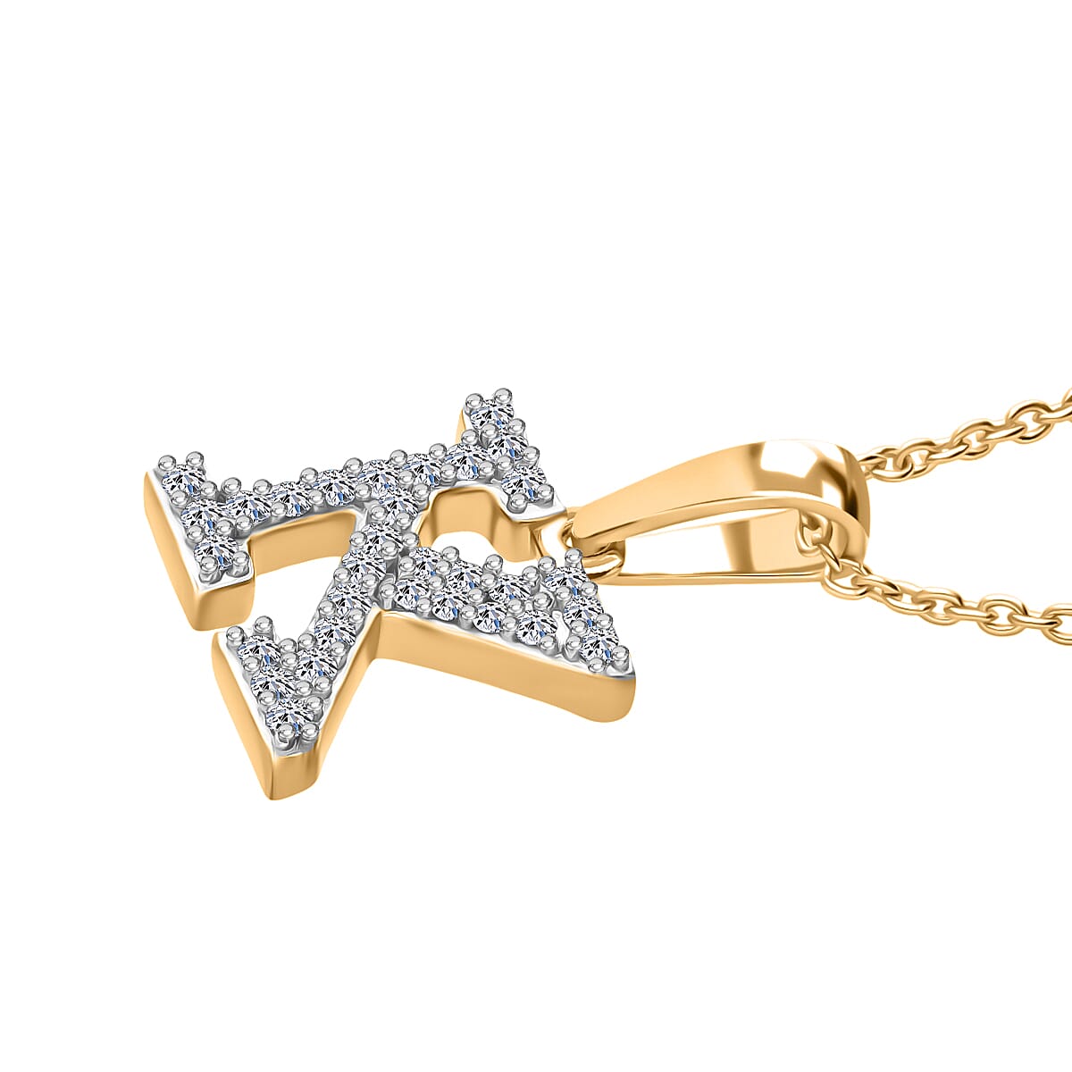 Luxuriant Lab Grown Diamond (VS-EF) Pendant with Chain (Size 18 - 2) in 18K Vermeil Yellow Gold Plating Sterling Silver