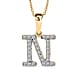 LUXURIANT Lab Grown Diamond Y Initial Pendant with Chain (Size 18 - 2 Ext) in 18K Vermeil Yellow Gold Plating Sterling Silver (VS-EF)
