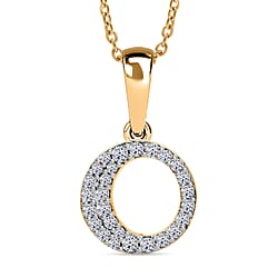 LUXURIANT Lab Grown Diamond J Initial Pendant with Chain (Size 18 - 2 Ext) in 18K Vermeil Yellow Gold Over Sterling Silver (VS-EF)