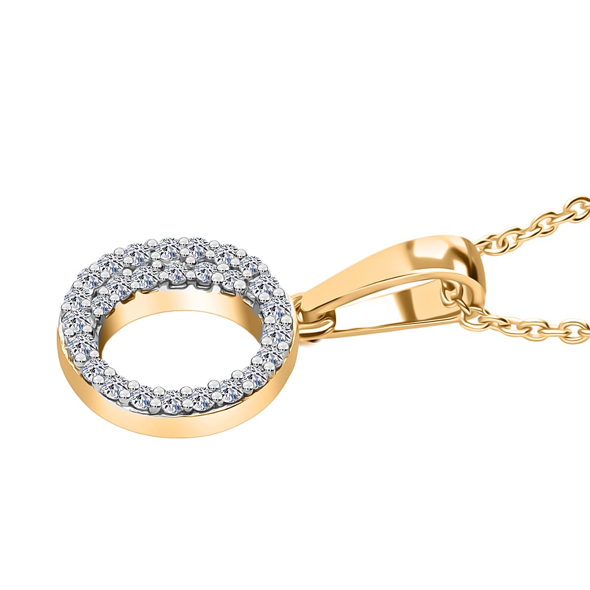 Luxuriant Lab Grown Diamond (VS-EF) Pendant with Chain (Size 18 - 2) in 18K Vermeil Yellow Gold Plating Sterling Silver