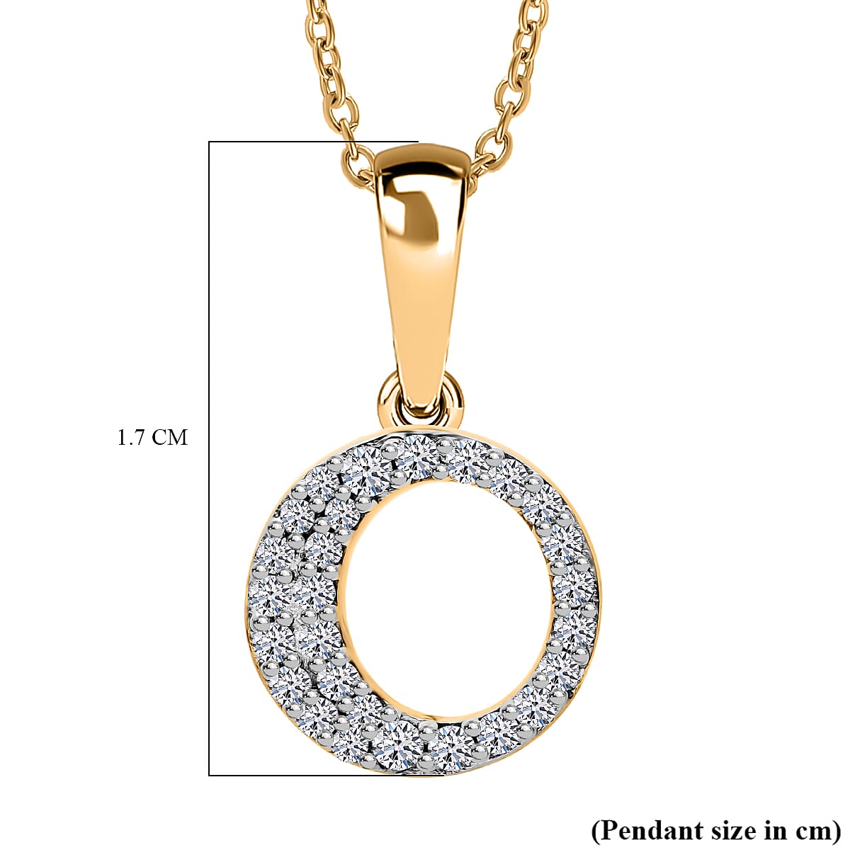 Luxuriant Lab Grown Diamond (VS-EF) Pendant with Chain (Size 18 - 2) in 18K Vermeil Yellow Gold Plating Sterling Silver