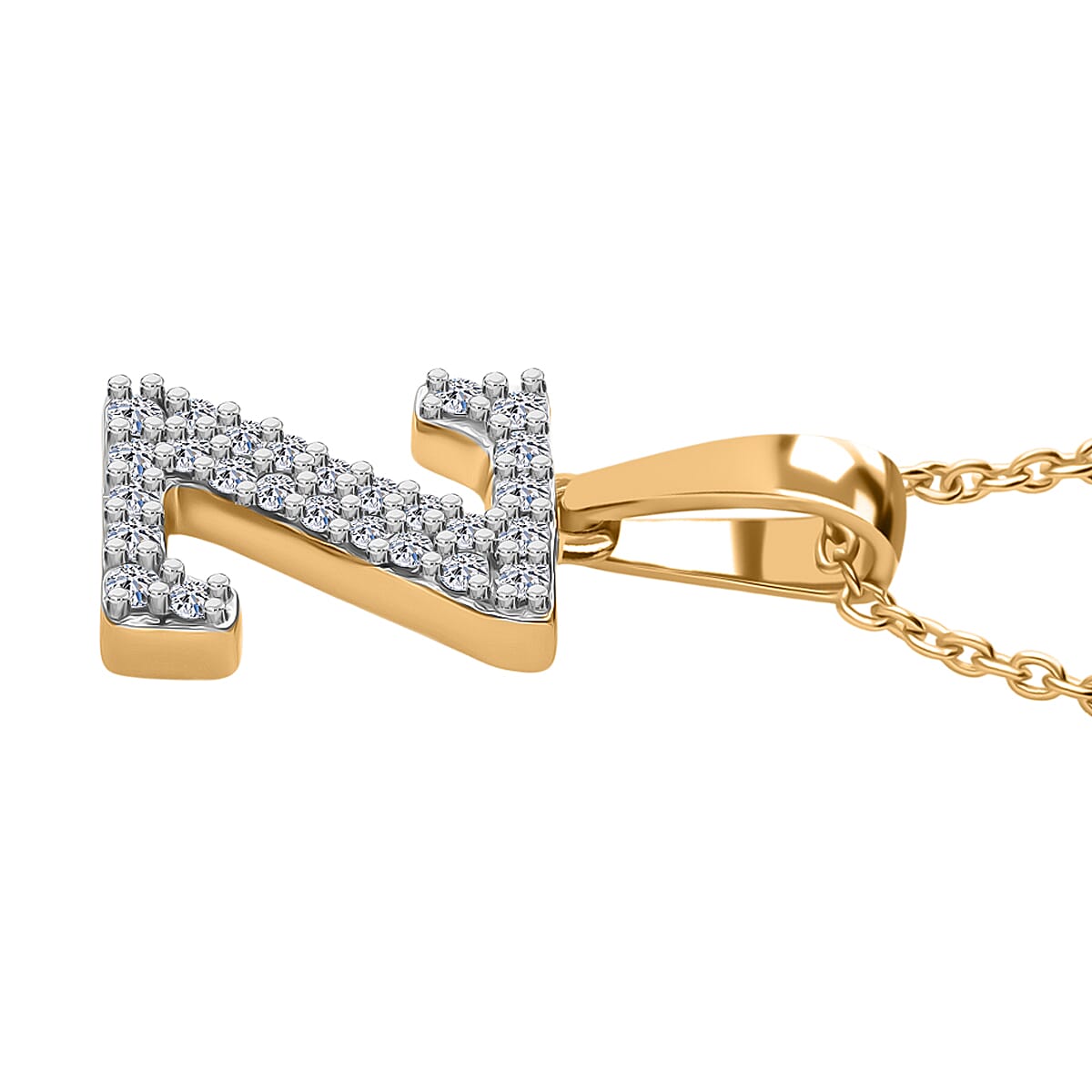 Luxuriant Lab Grown Diamond (VS-EF) Pendant with Torn Chain 19DC (Size 18 - 2) in 18K Vermeil Yellow Gold Plating Sterling Silver