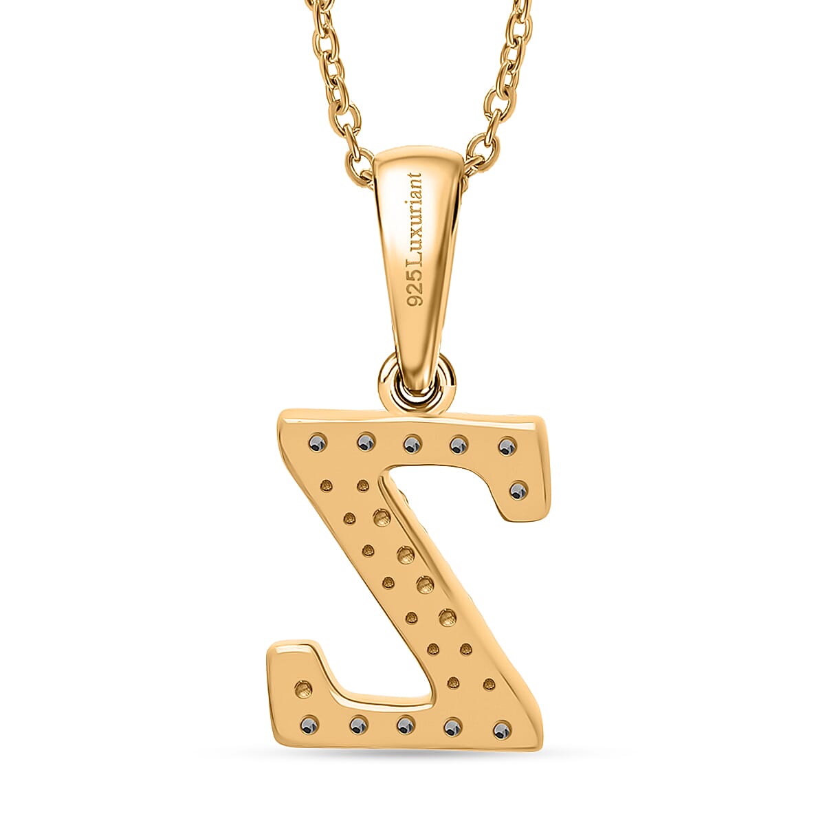 Luxuriant Lab Grown Diamond (VS-EF) Pendant with Torn Chain 19DC (Size 18 - 2) in 18K Vermeil Yellow Gold Plating Sterling Silver