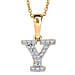 LUXURIANT Lab Grown Diamond Y Initial Pendant with Chain (Size 18 - 2 Ext) in 18K Vermeil Yellow Gold Plating Sterling Silver (VS-EF)