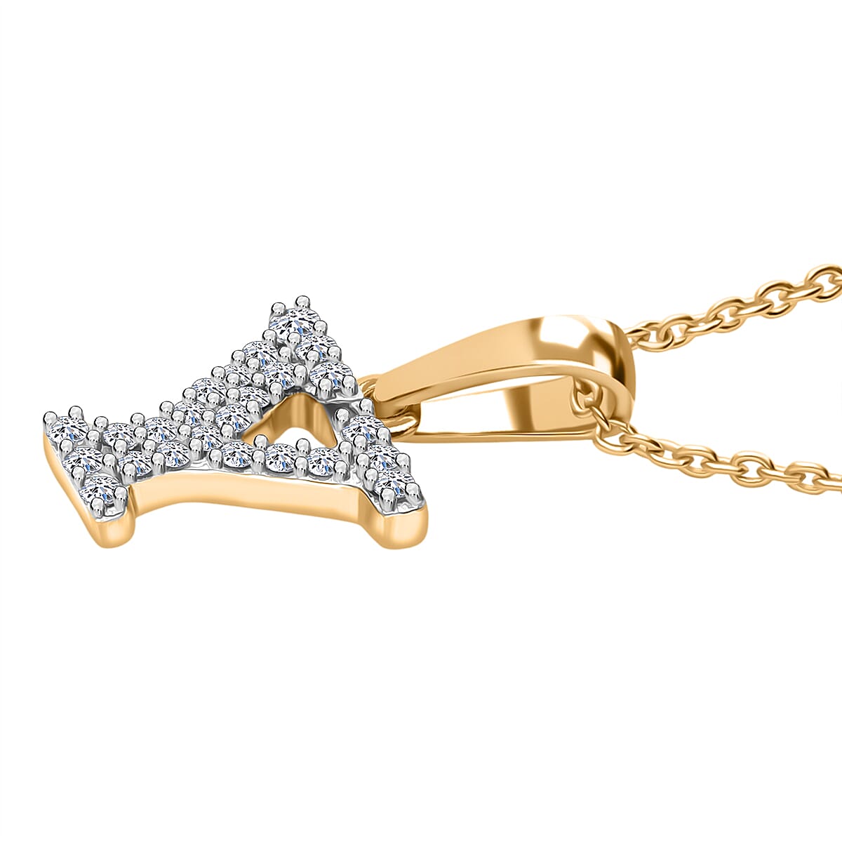 Luxuriant Lab Grown Diamond (VS-EF) Pendant with Torn Chain 19DC (Size 18 - 2) in 18K Vermeil Yellow Gold Plating Sterling Silver