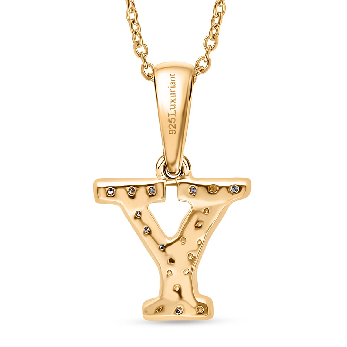 Luxuriant Lab Grown Diamond (VS-EF) Pendant with Torn Chain 19DC (Size 18 - 2) in 18K Vermeil Yellow Gold Plating Sterling Silver