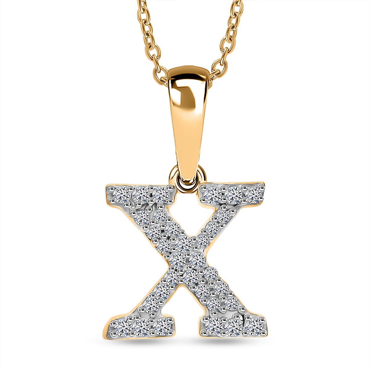 Luxuriant Lab Grown Diamond (VS-EF) Pendant with Torn Chain 19DC (Size 18 - 2) in 18K Vermeil Yellow Gold Plating Sterling Silver