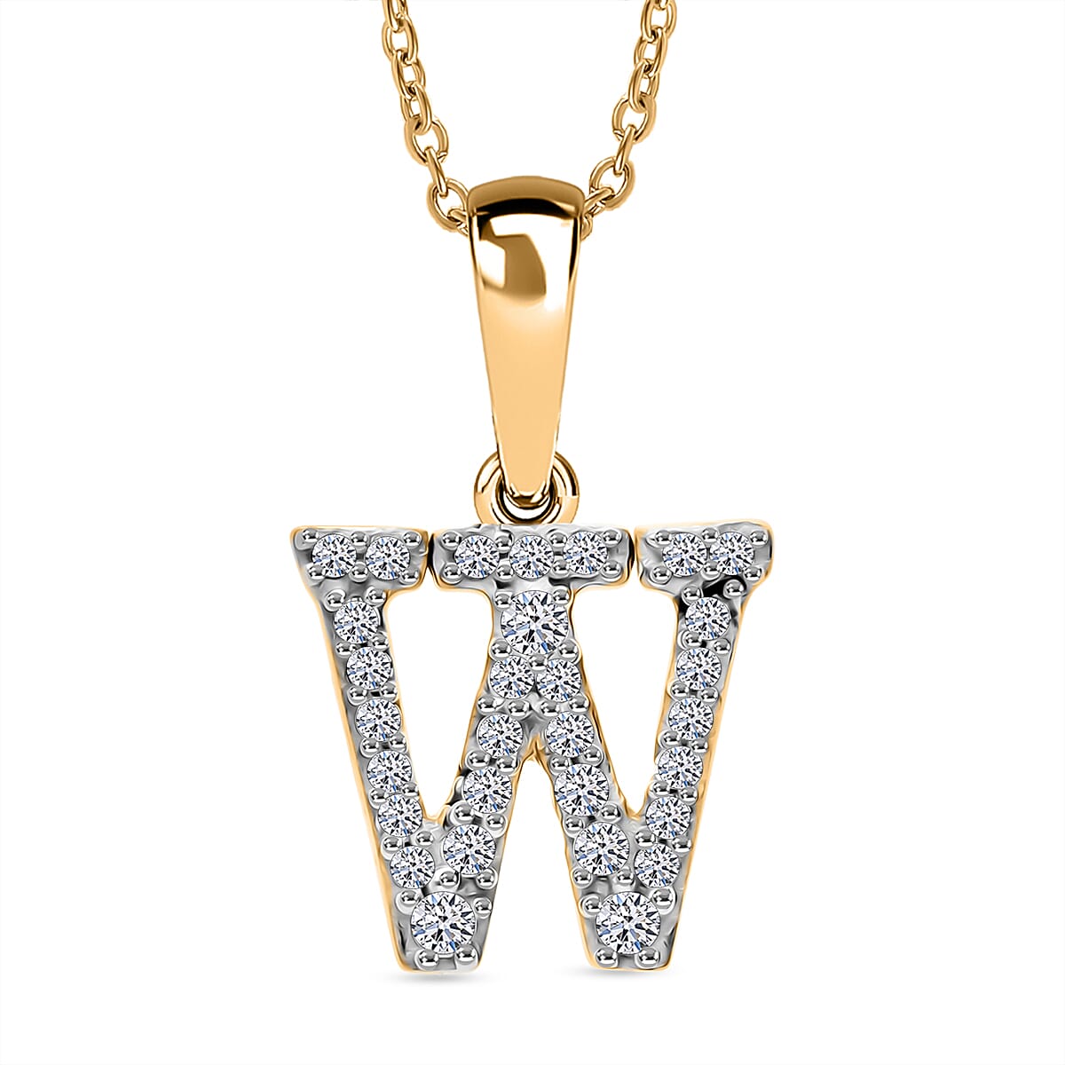 Luxuriant Lab Grown Diamond (VS-EF) Pendant with Torn Chain 19DC (Size 20) in 18K Vermeil Yellow Gold Plating Sterling Silver