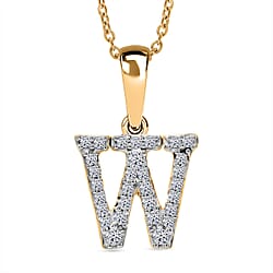 LUXURIANT Lab Grown Diamond J Initial Pendant with Chain (Size 18 - 2 Ext) in 18K Vermeil Yellow Gold Over Sterling Silver (VS-EF)