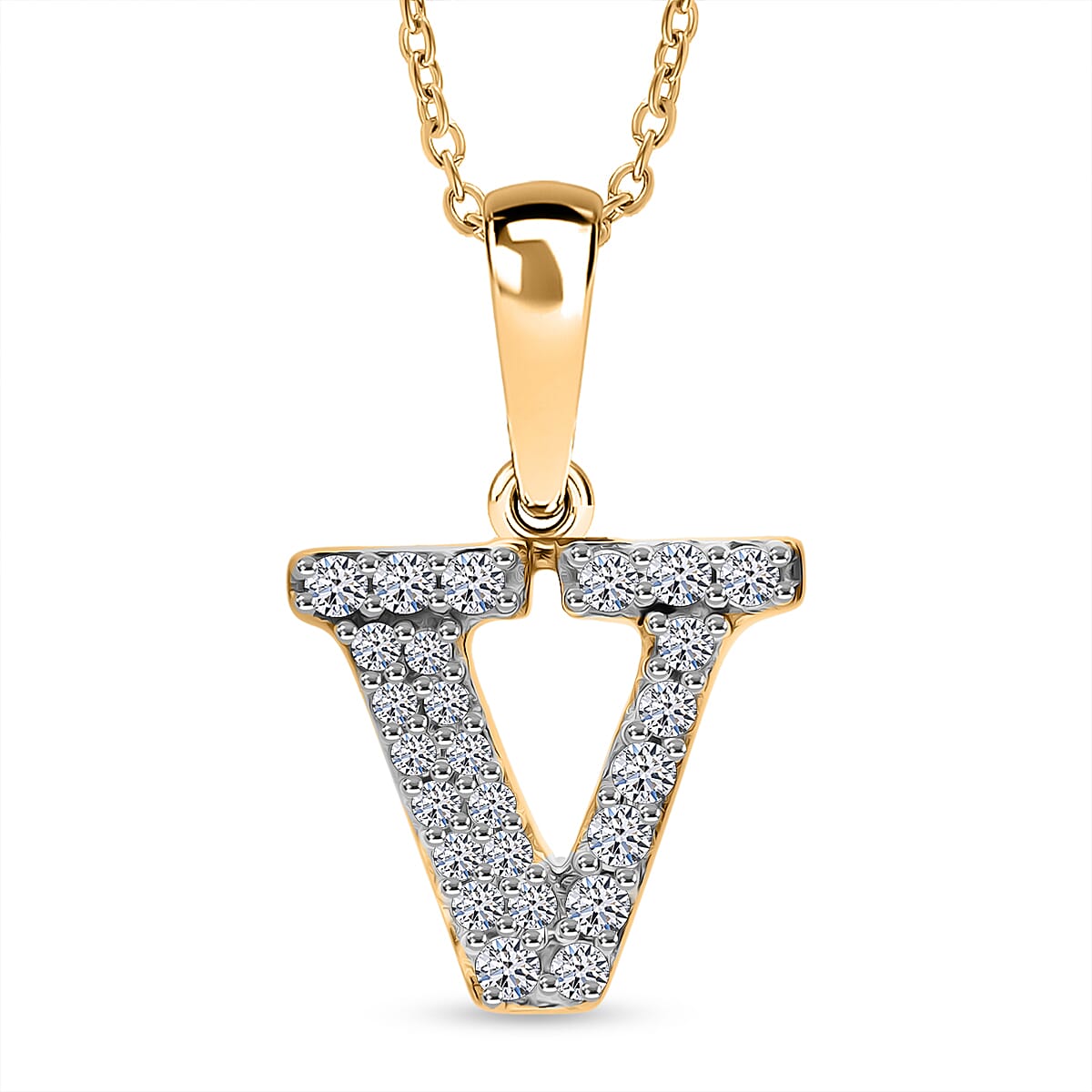 Luxuriant Lab Grown Diamond (VS-EF) Pendant with Torn Chain 19DC (Size 18 - 2) in 18K Vermeil Yellow Gold Plating Sterling Silver