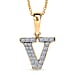 LUXURIANT Lab Grown Diamond Y Initial Pendant with Chain (Size 18 - 2 Ext) in 18K Vermeil Yellow Gold Plating Sterling Silver (VS-EF)