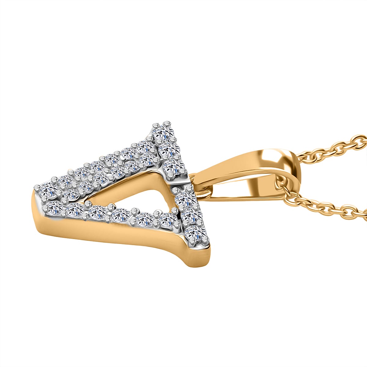 Luxuriant Lab Grown Diamond (VS-EF) Pendant with Torn Chain 19DC (Size 18 - 2) in 18K Vermeil Yellow Gold Plating Sterling Silver