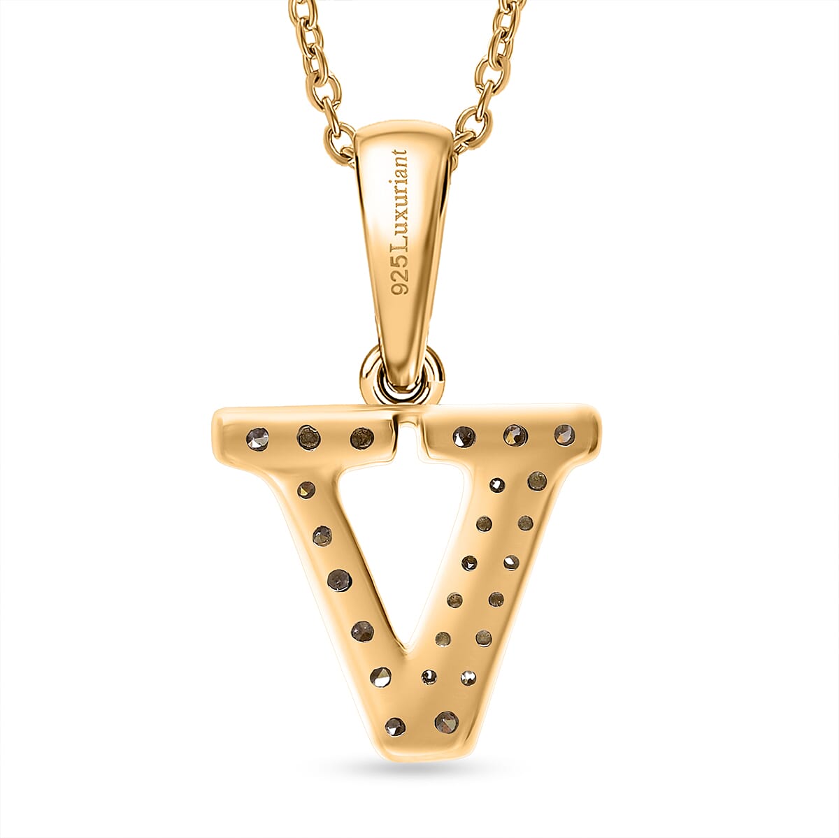 Luxuriant Lab Grown Diamond (VS-EF) Pendant with Torn Chain 19DC (Size 18 - 2) in 18K Vermeil Yellow Gold Plating Sterling Silver