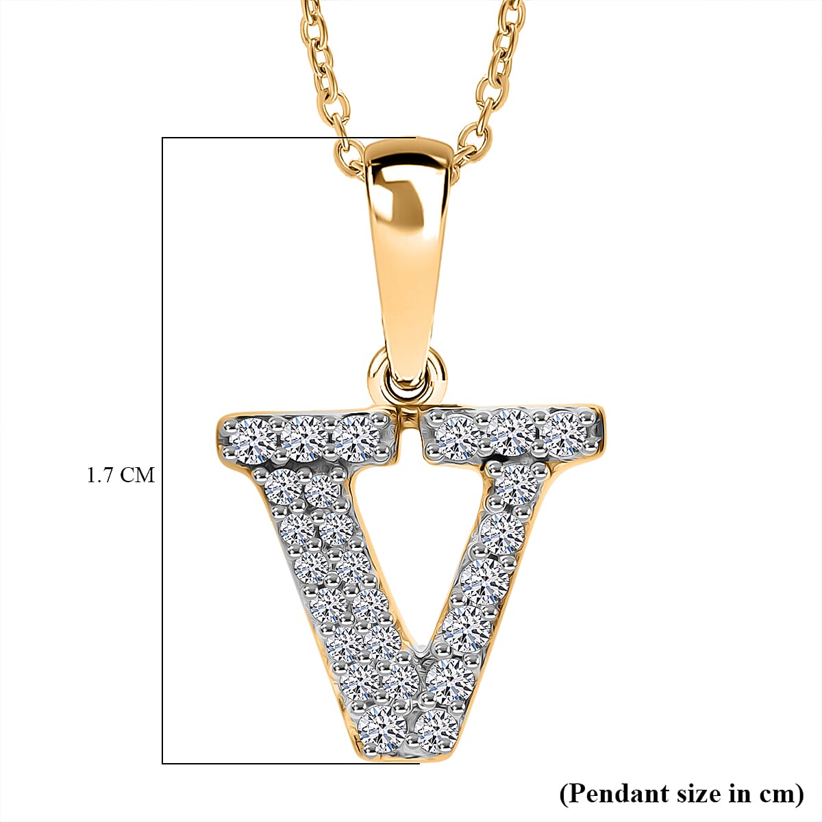Luxuriant Lab Grown Diamond (VS-EF) Pendant with Torn Chain 19DC (Size 18 - 2) in 18K Vermeil Yellow Gold Plating Sterling Silver