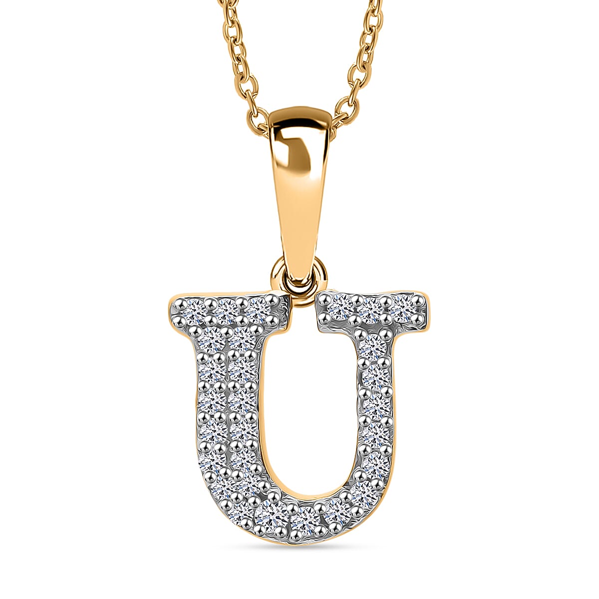Luxuriant Lab Grown Diamond (VS-EF) Pendant with Torn Chain 19DC (Size 18 - 2) in 18K Vermeil Yellow Gold Plating Sterling Silver