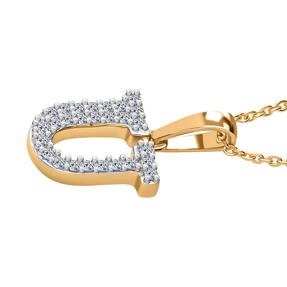 Luxuriant Lab Grown Diamond (VS-EF) Pendant with Torn Chain 19DC (Size 18 - 2) in 18K Vermeil Yellow Gold Plating Sterling Silver