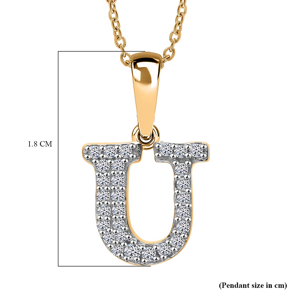 Luxuriant Lab Grown Diamond (VS-EF) Pendant with Torn Chain 19DC (Size 18 - 2) in 18K Vermeil Yellow Gold Plating Sterling Silver