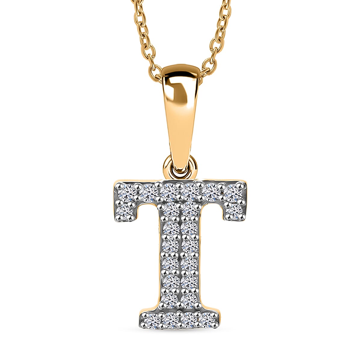 Luxuriant Lab Grown Diamond (VS-EF) Pendant with Chain (Size 18 - 2 Ext) in 18K Vermeil Yellow Gold Plating Sterling Silver 0.15 Ct.