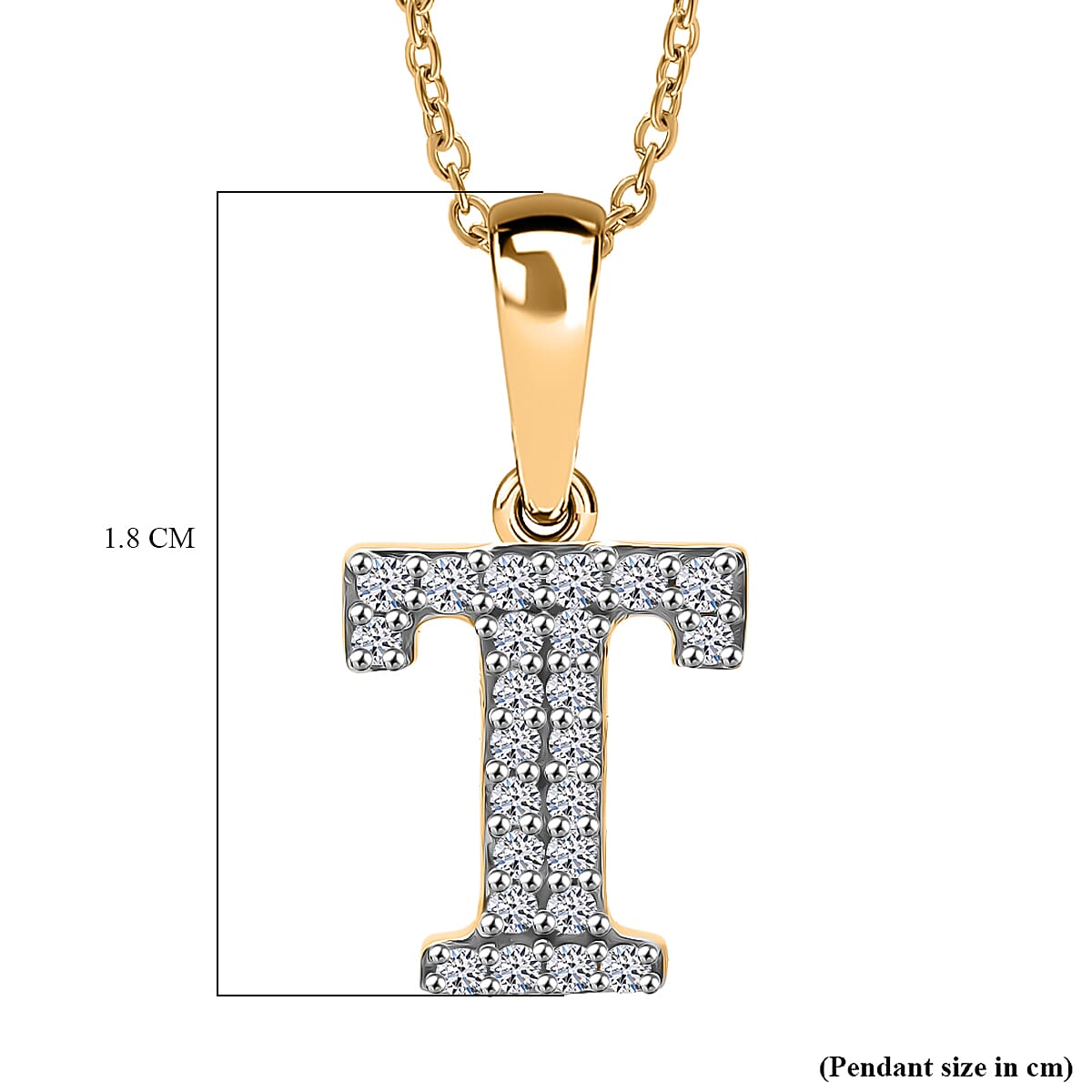 Luxuriant Lab Grown Diamond (VS-EF) Pendant with Chain (Size 18 - 2 Ext) in 18K Vermeil Yellow Gold Plating Sterling Silver 0.15 Ct.