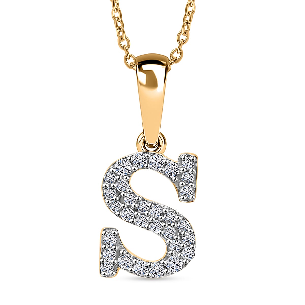 Luxuriant Lab Grown Diamond (VS-EF) Pendant with Torn Chain 19DC (Size 18 - 2) in 18K Vermeil Yellow Gold Plating Sterling Silver