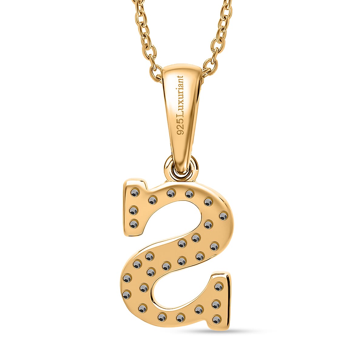 Luxuriant Lab Grown Diamond (VS-EF) Pendant with Torn Chain 19DC (Size 18 - 2) in 18K Vermeil Yellow Gold Plating Sterling Silver