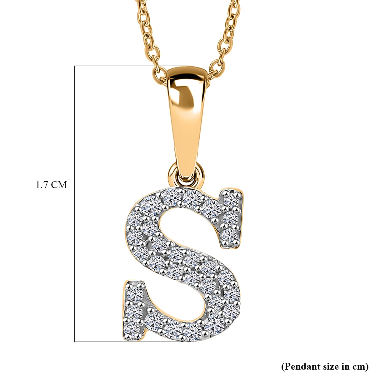 Luxuriant Lab Grown Diamond (VS-EF) Pendant with Torn Chain 19DC (Size 18 - 2) in 18K Vermeil Yellow Gold Plating Sterling Silver