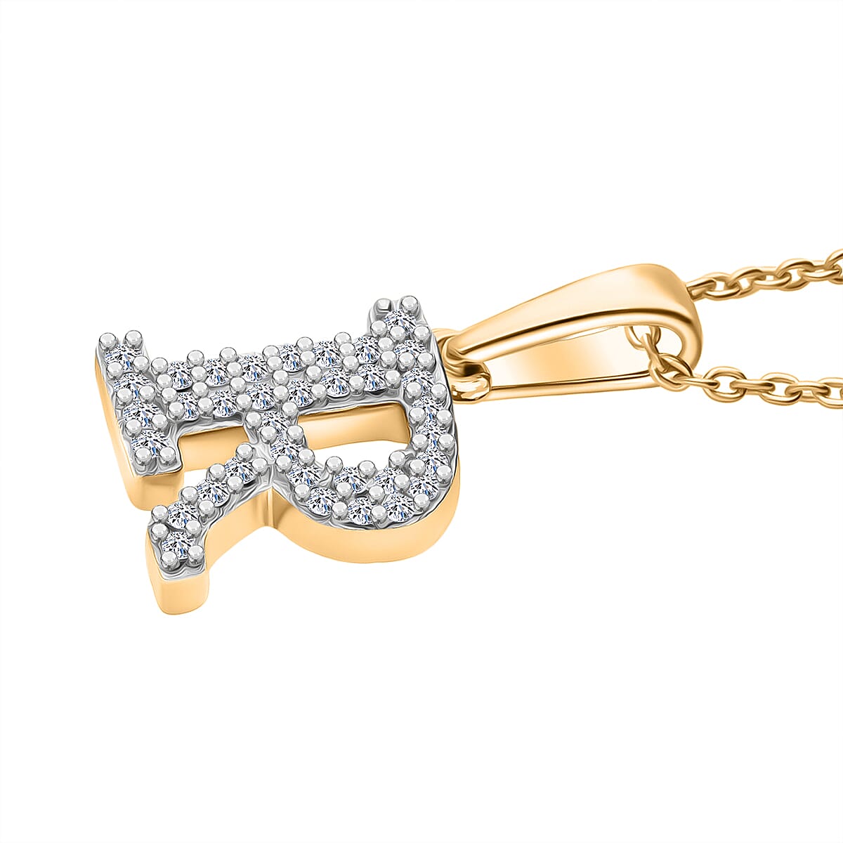 Luxuriant Lab Grown Diamond (VS-EF) Pendant with Torn Chain 19DC (Size 18 - 2) in 18K Vermeil Yellow Gold Plating Sterling Silver