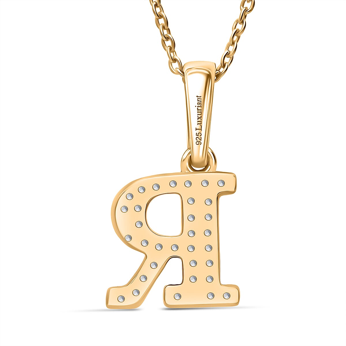 Luxuriant Lab Grown Diamond (VS-EF) Pendant with Torn Chain 19DC (Size 18 - 2) in 18K Vermeil Yellow Gold Plating Sterling Silver