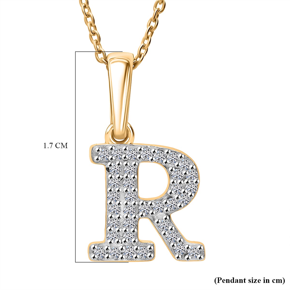 Luxuriant Lab Grown Diamond (VS-EF) Pendant with Torn Chain 19DC (Size 18 - 2) in 18K Vermeil Yellow Gold Plating Sterling Silver