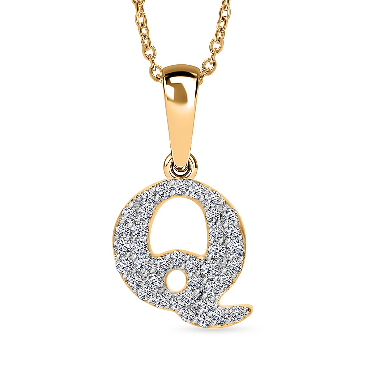 Luxuriant Lab Grown Diamond (VS-EF) Pendant with Torn Chain 19DC (Size 20) in 18K Vermeil Yellow Gold Plating Sterling Silver