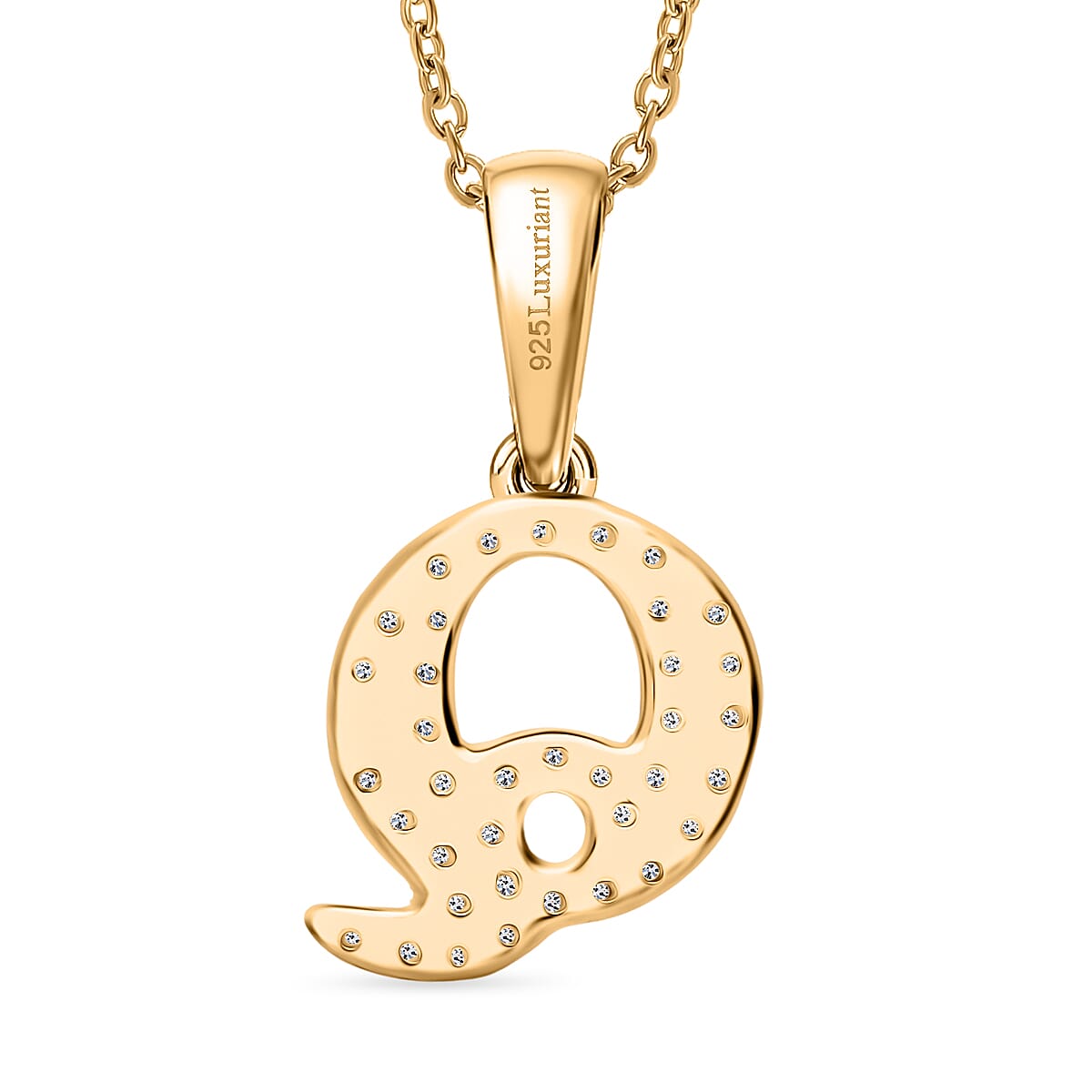 Luxuriant Lab Grown Diamond (VS-EF) Pendant with Torn Chain 19DC (Size 20) in 18K Vermeil Yellow Gold Plating Sterling Silver