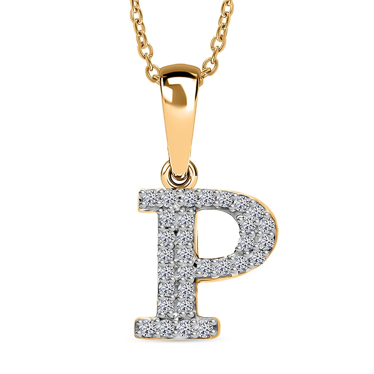 Luxuriant Lab Grown Diamond (VS-EF) Pendant with Torn Chain 19DC (Size 18 - 2) in 18K Vermeil Yellow Gold Plating Sterling Silver