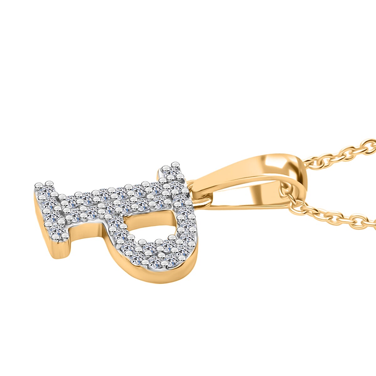 Luxuriant Lab Grown Diamond (VS-EF) Pendant with Torn Chain 19DC (Size 18 - 2) in 18K Vermeil Yellow Gold Plating Sterling Silver