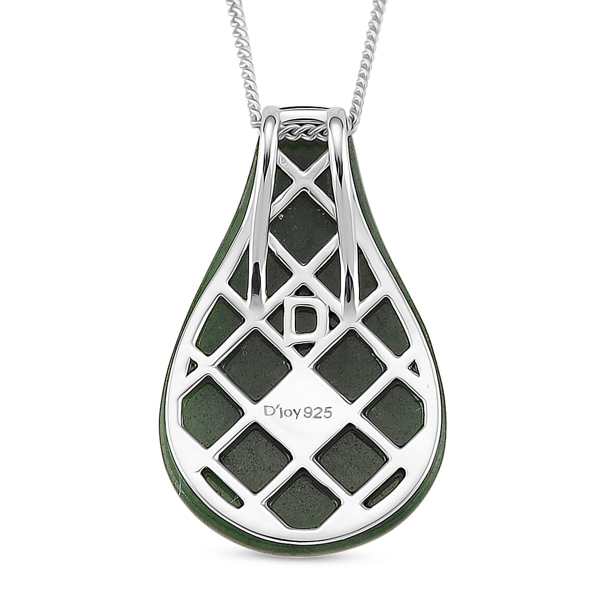 AAA Edison Pearl (11 mm) and Green Jade Pendant (18 Inch)  in 18K Vermeil Yellow Gold Plated Sterling Silver