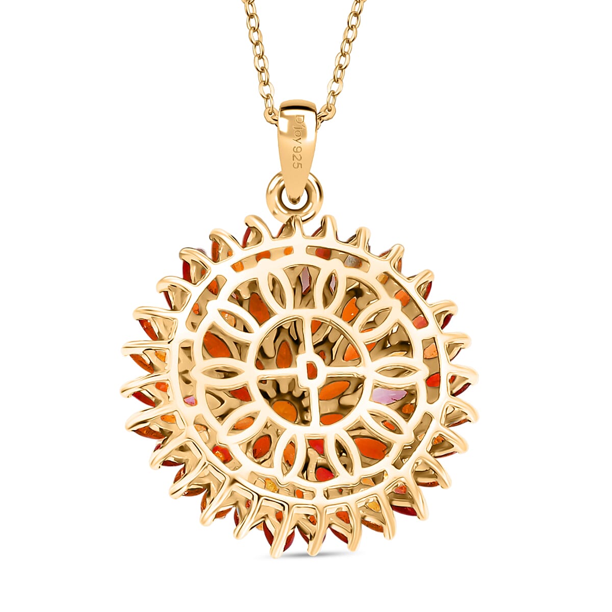 Rainbow Sapphire Pendant with Chain (Size 20) in 18K Vermeil Yellow Gold Plated Sterling Silver 7.91 Ct, Silver Wt. 6.54 Gms.