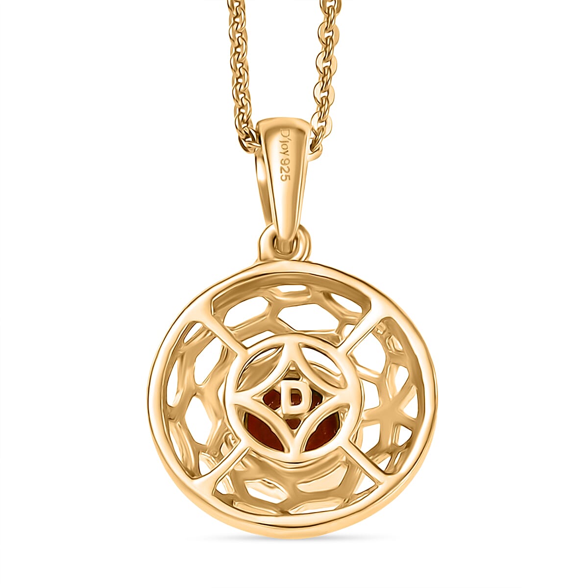 Crimson Fire Opal Pendant with Chain (Size 20) in Yellow Gold Overlay Sterling Silver