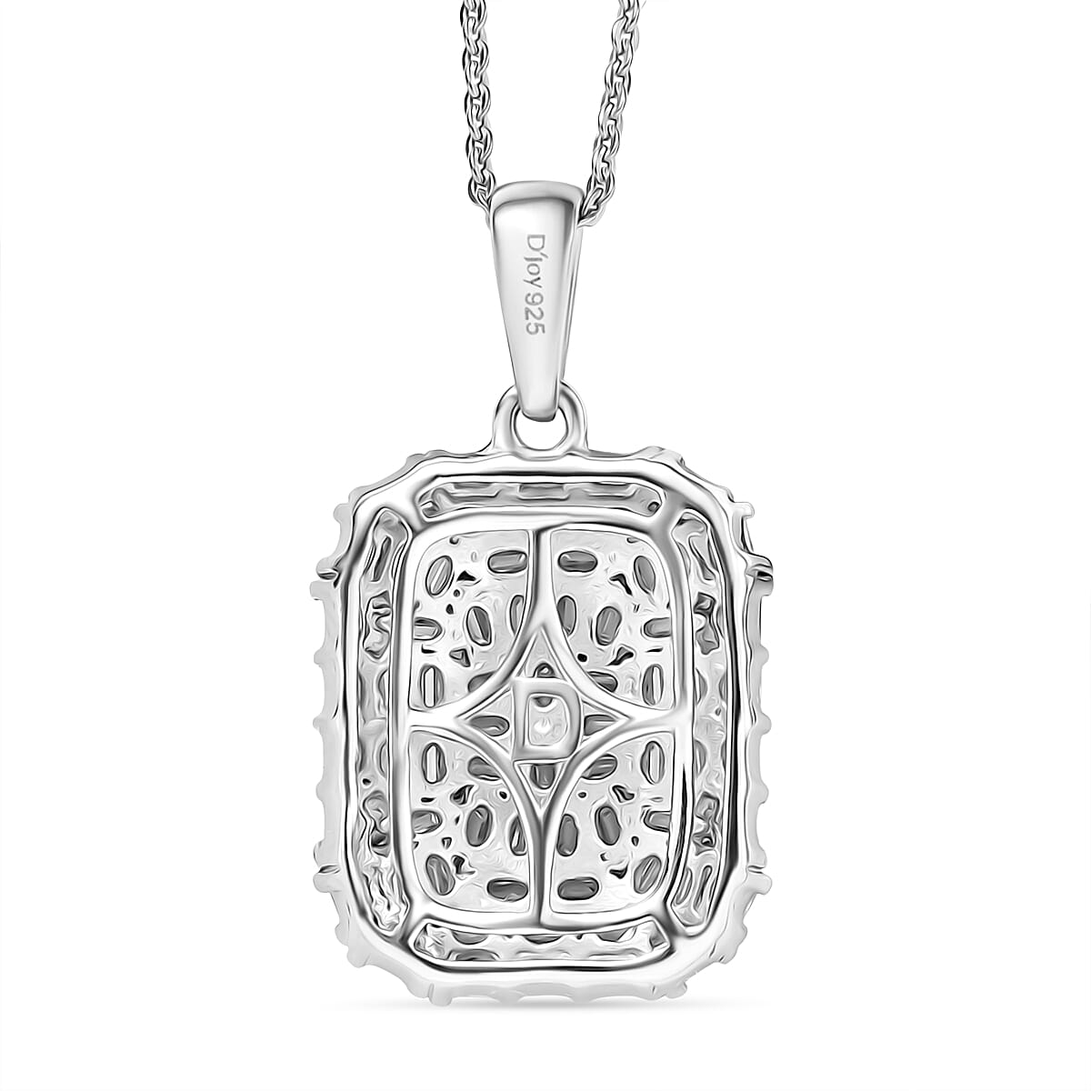 D'joy Moissanite Pendant with Chain (Size 20) in Rhodium Overlay Sterling Silver