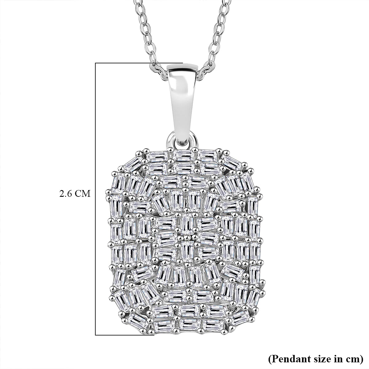 D'joy Moissanite Pendant with Chain (Size 20) in Rhodium Overlay Sterling Silver