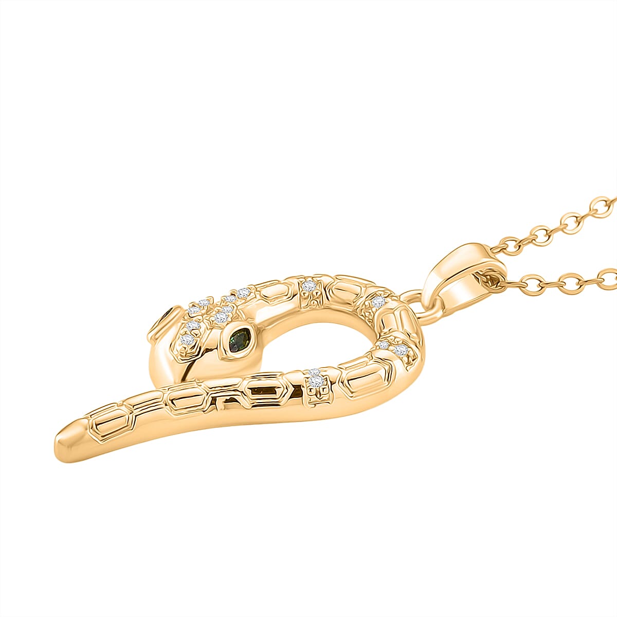 BIGGEST DESIGNER CLOSEOUT - Biacco Collection - Green Cubic Zirconia & White Cubic Zirconia Serpent Necklace & Earrings