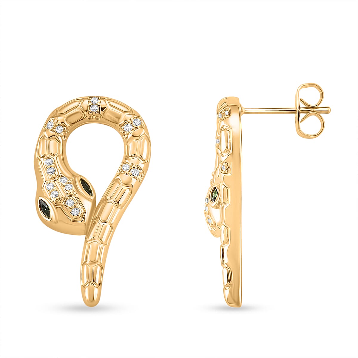 BIGGEST DESIGNER CLOSEOUT - Biacco Collection - Green Cubic Zirconia & White Cubic Zirconia Serpent Necklace & Earrings