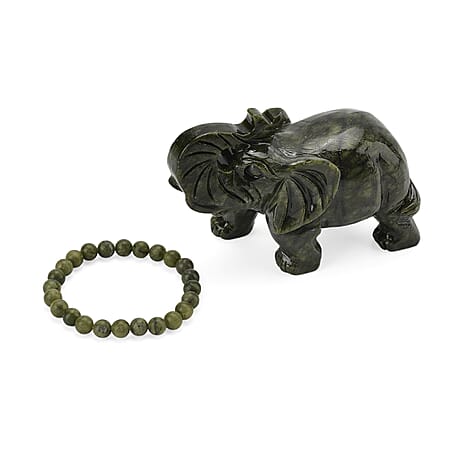 2 Piece Set -  Serpentine Accessories and Stone Bracelet 2595.00ct  2595.000  Ct.