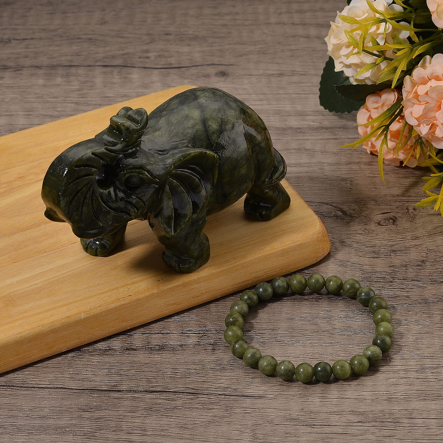 2 Piece Set -  Serpentine Accessories and Stone Bracelet 2595.00ct  2595.000  Ct.