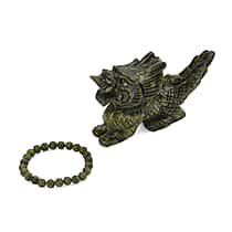 2 Piece Set -  Serpentine Accessories and Stone Bracelet 1995.00ct  1995.000  Ct.