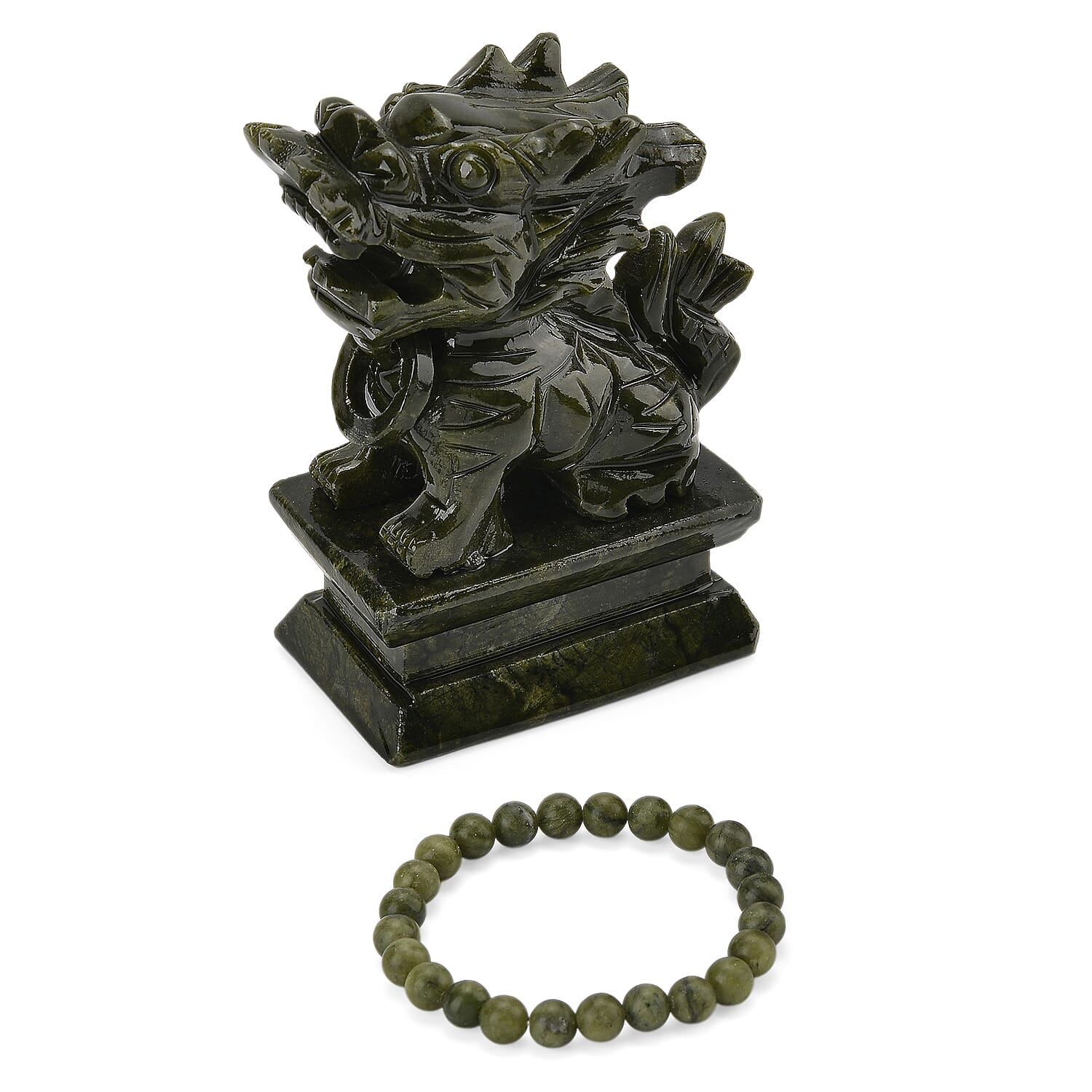 2 Piece Set -  Serpentine Accessories and Stone Bracelet 3095.00ct  3095.000  Ct.