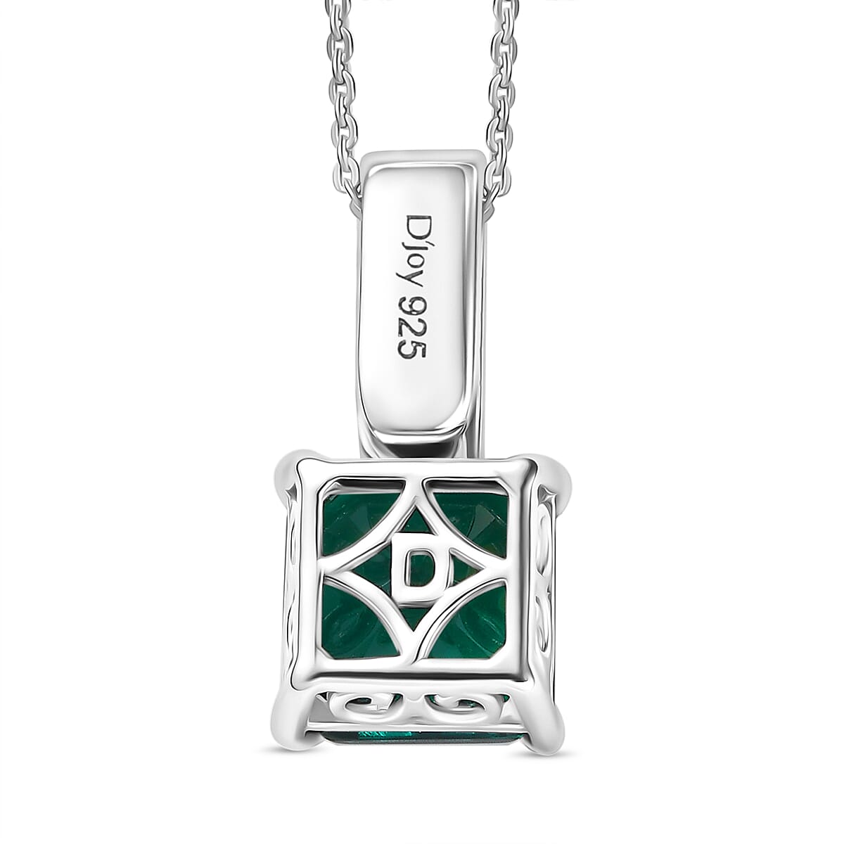 Biggest Close Out Deal- Lab Grown Emerald Asscher Cut Pendant with Chain (Size 20) in Rhodium Overlay Sterling Silver 2.62 Ct.