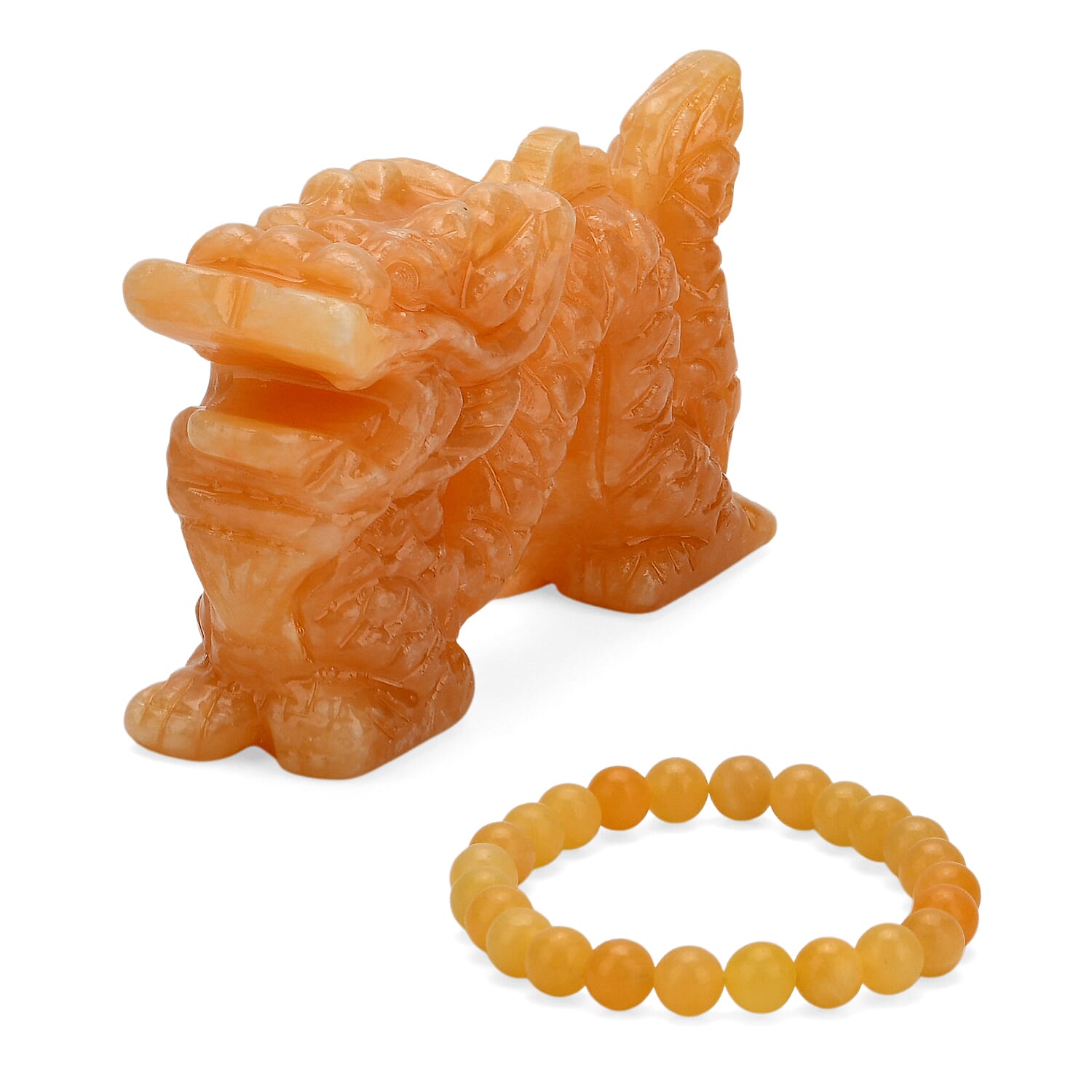 The Carved Treasure Collection - Honey Serpentine Carved Dragon Ornament 1775.00 Ct.