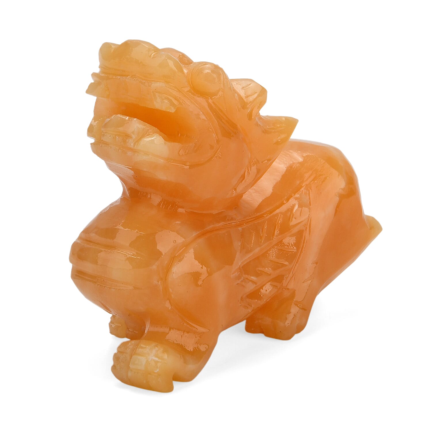 The Carved Treasure Collection - Honey Serpentine Carved Qi Lin Ornament 3215.00 Ct.