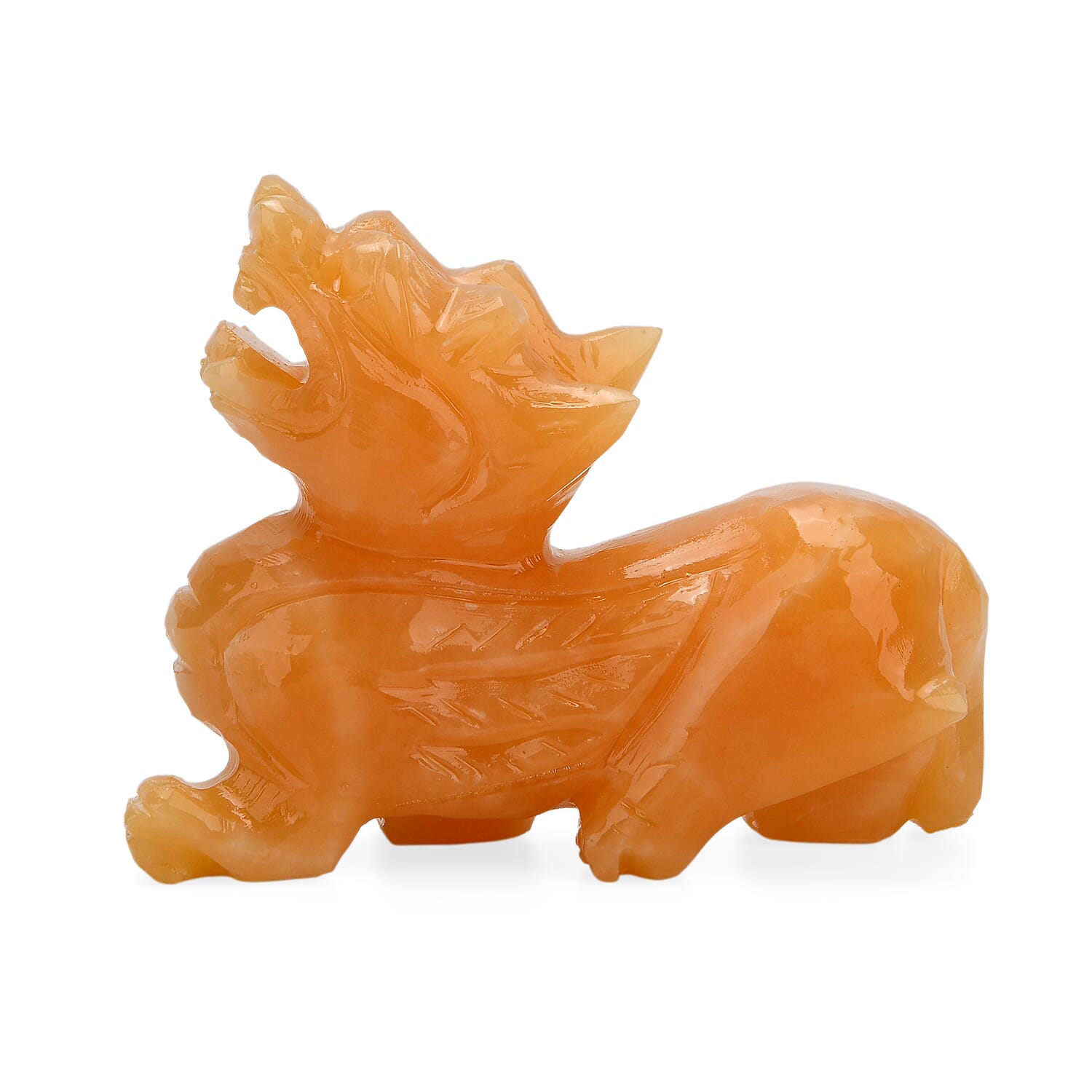The Carved Treasure Collection - Honey Serpentine Carved Qi Lin Ornament 3215.00 Ct.